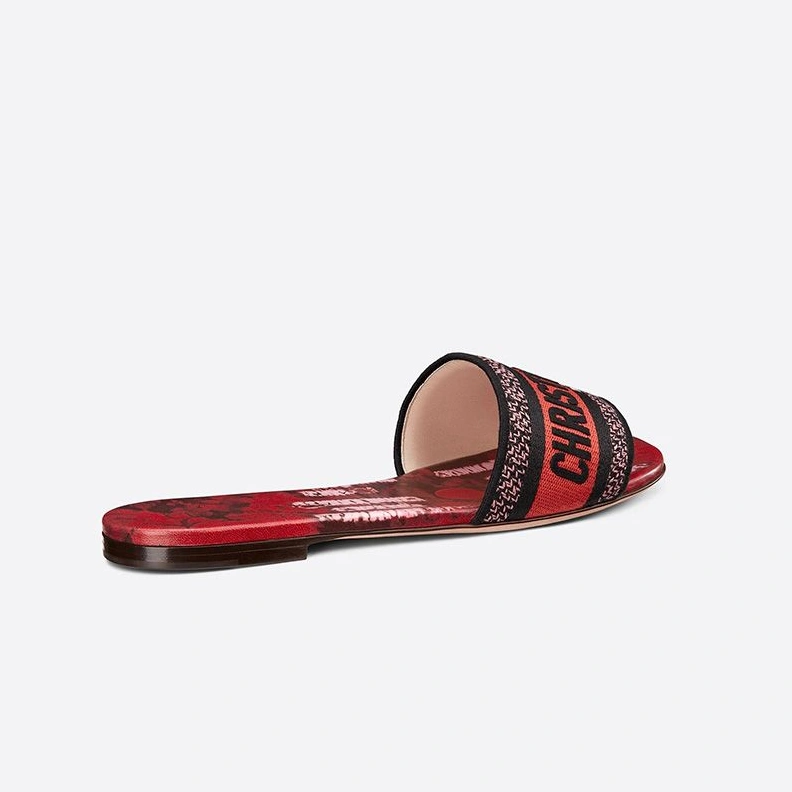 Christian Dior Dway Slides Women Tie & Dye Motif Canvas Red SportInspired 8469