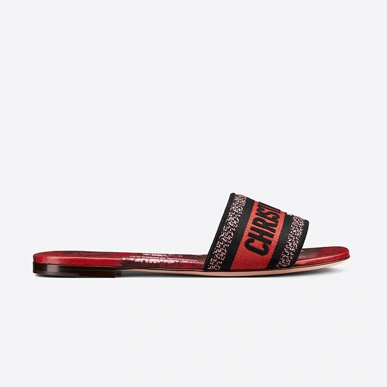 Christian Dior Dway Slides Women Tie & Dye Motif Canvas Red SportInspired 8469
