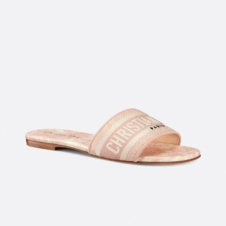 Christian Dior Dway Slides Women Toile De Jouy Motif Canvas Cherry HighQuality 8795