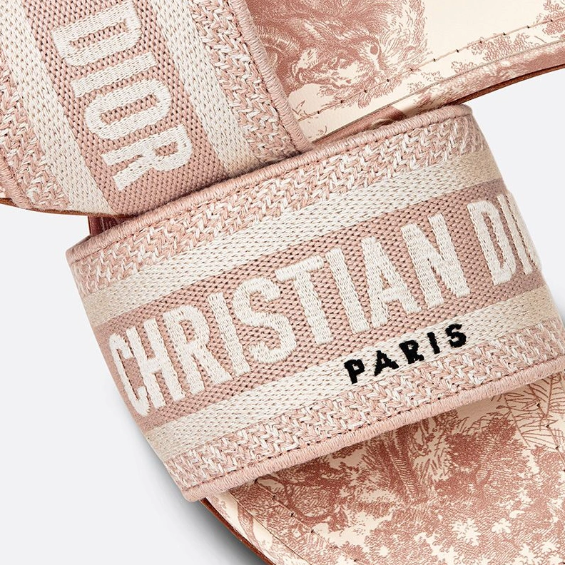 Christian Dior Dway Slides Women Toile De Jouy Motif Canvas Cherry HighQuality 8795