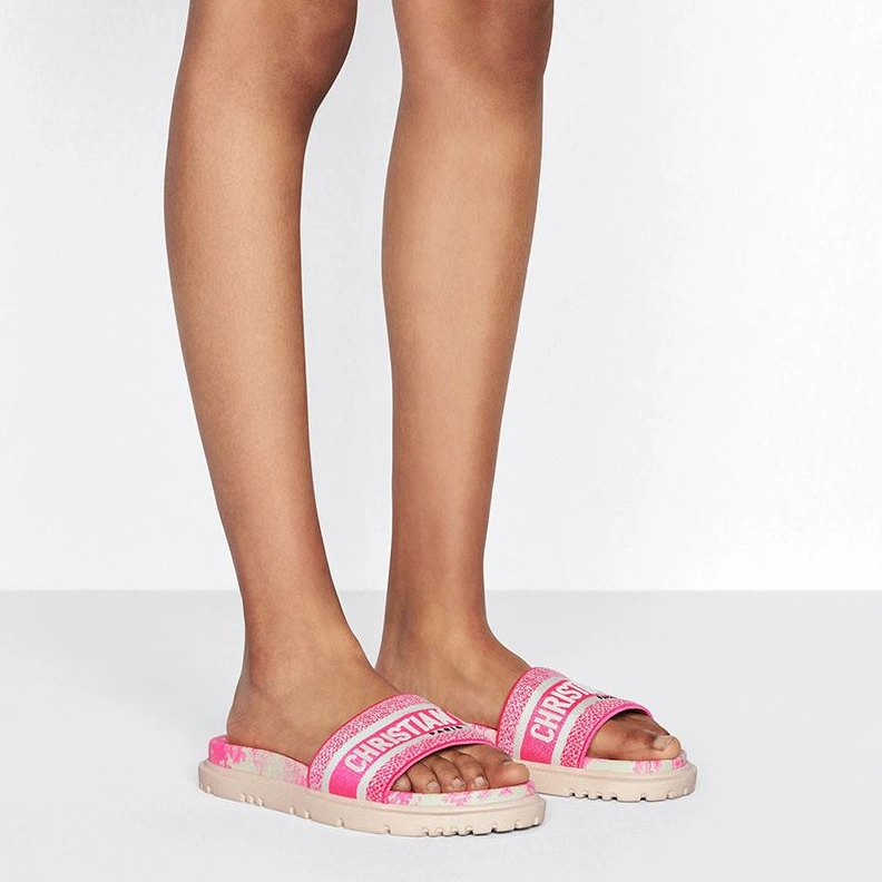 Christian Dior Dway Slides Women Toile De Jouy Motif Cotton Pink AllSeason 3160