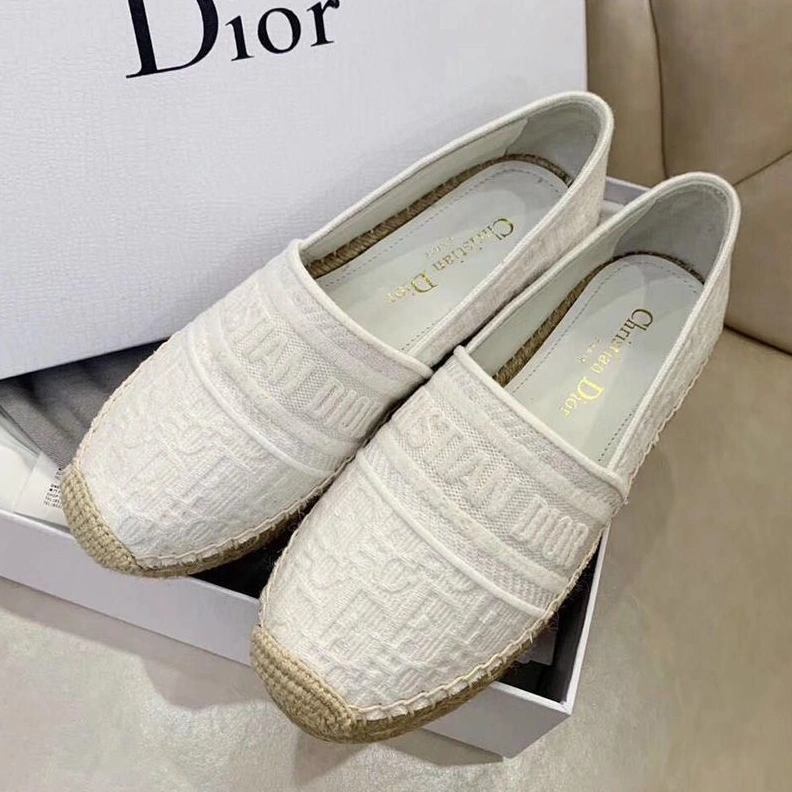 Christian Dior Granville Espadrilles Women Oblique Motif Canvas White AllSeason 7848