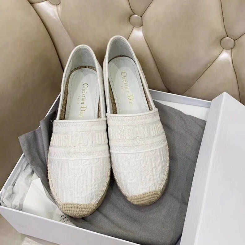 Christian Dior Granville Espadrilles Women Oblique Motif Canvas White AllSeason 7848