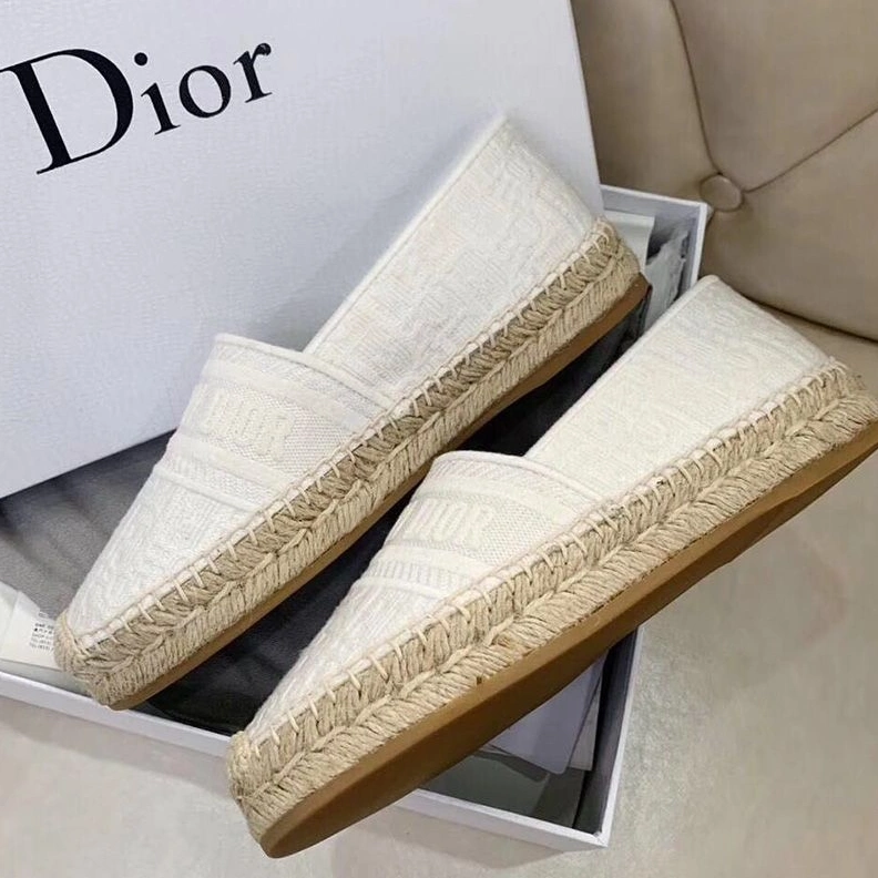 Christian Dior Granville Espadrilles Women Oblique Motif Canvas White AllSeason 7848