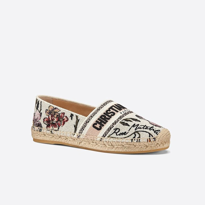 Christian Dior Granville Espadrilles Women Rosa Mutabilis Motif Canvas White SportInspired 9504