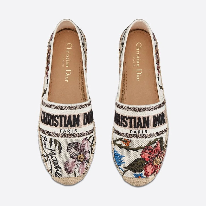 Christian Dior Granville Espadrilles Women Rosa Mutabilis Motif Canvas White SportInspired 9504