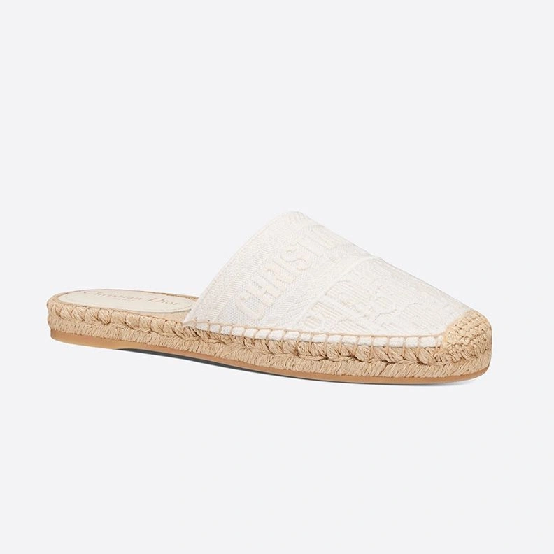 Christian Dior Granville Mules Women Oblique Motif Cotton White DailyWear 7362