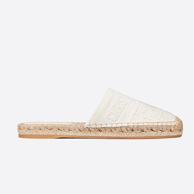 Christian Dior Granville Mules Women Oblique Motif Cotton White DailyWear 7362