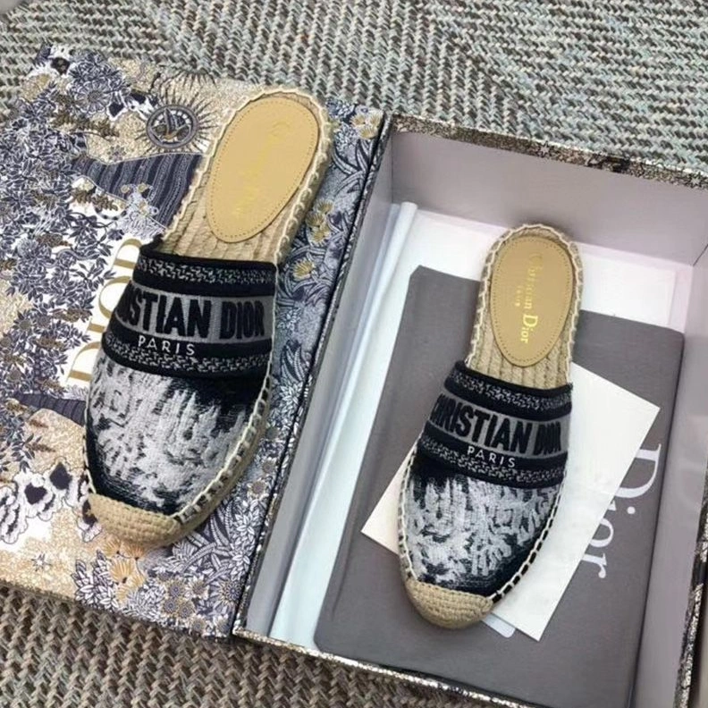 Christian Dior Granville Mules Women Tie & Dye Motif Cotton Blue EasyMatch 1890