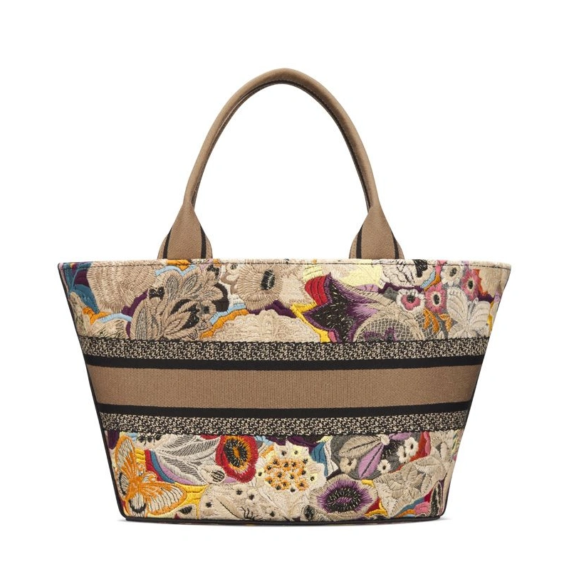 Christian Dior Hat Basket Bag In Brocart Butterfly Motif Canvas Multicolor StreetReady 4835