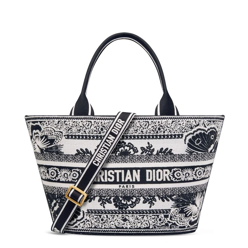 Christian Dior Hat Basket Bag In Butterfly Bandana Motif Canvas Black ModernLook 4249