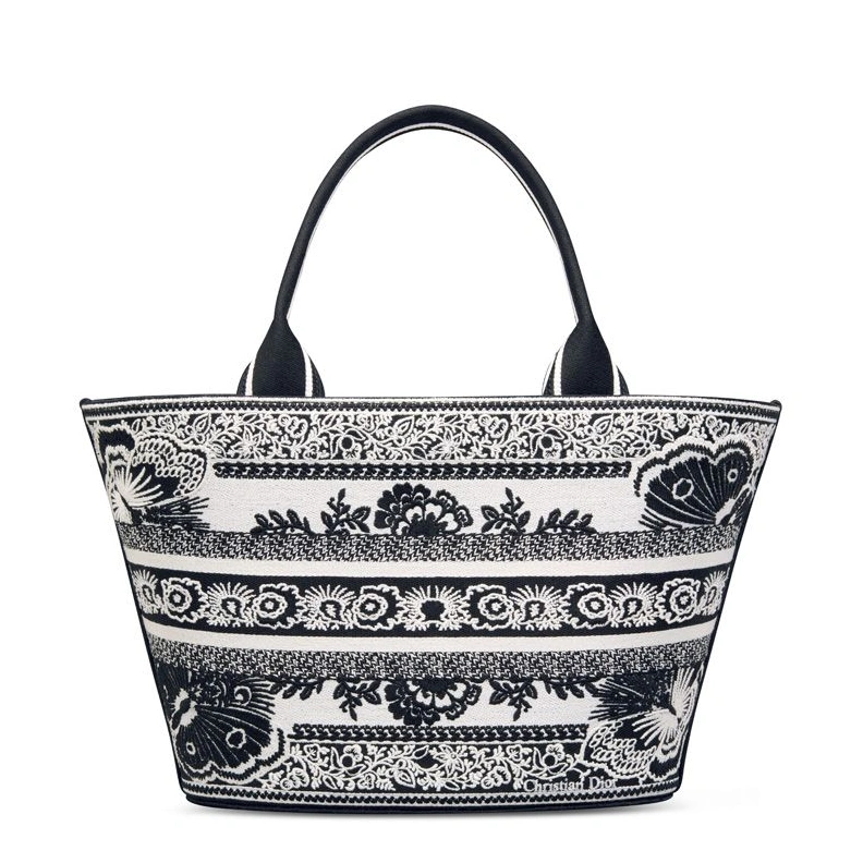 Christian Dior Hat Basket Bag In Butterfly Bandana Motif Canvas Black ModernLook 4249