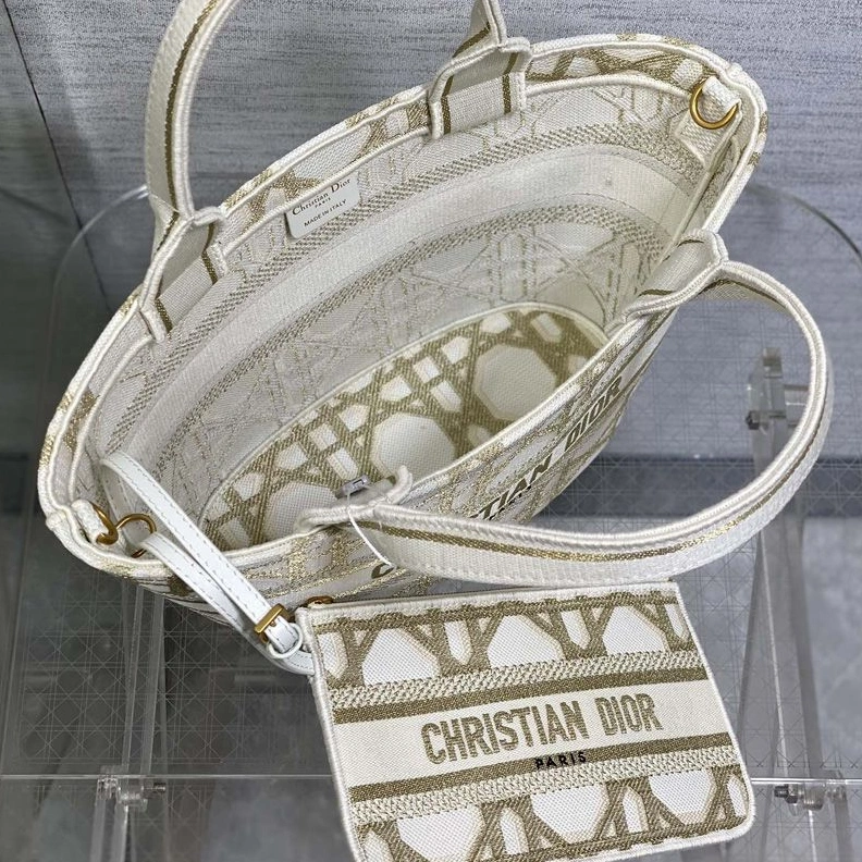 Christian Dior Hat Basket Bag In Macrocannage Motif Canvas Gold ModernLook 781