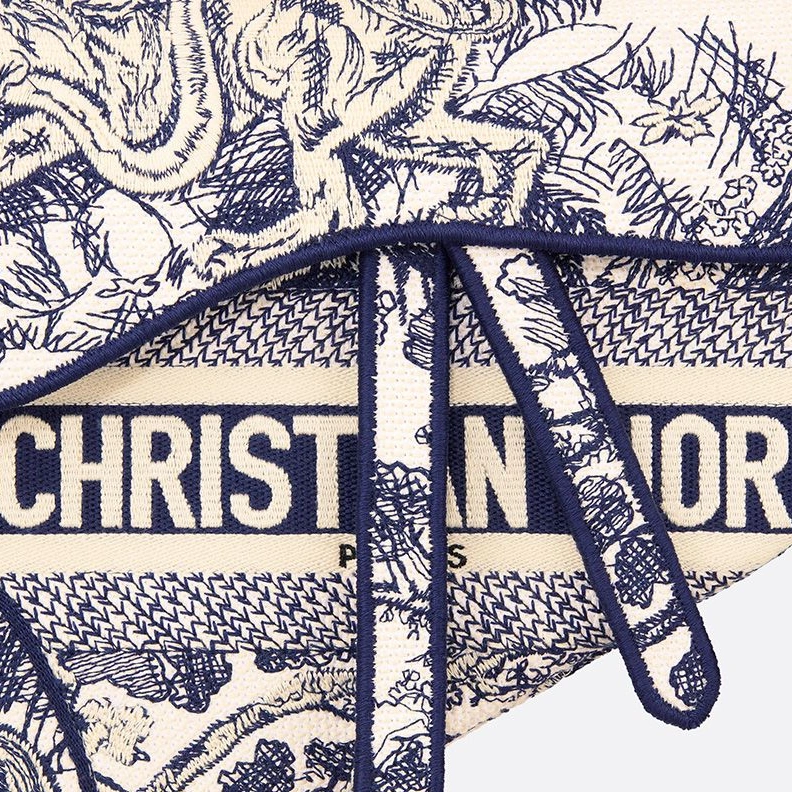 Christian Dior Saddle Bag In Toile de Jouy Motif Canvas Blue SmartChoice 1778