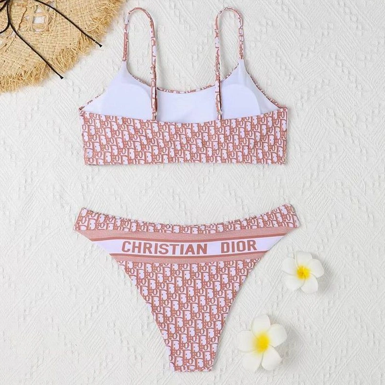 Christian Dior Spaghetti Bikini Women Oblique Motif Lycra Pink SportInspired 6870