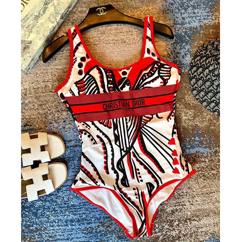Christian Dior Swimsuit Women Cupidon Motif Lycra White HighQuality 209