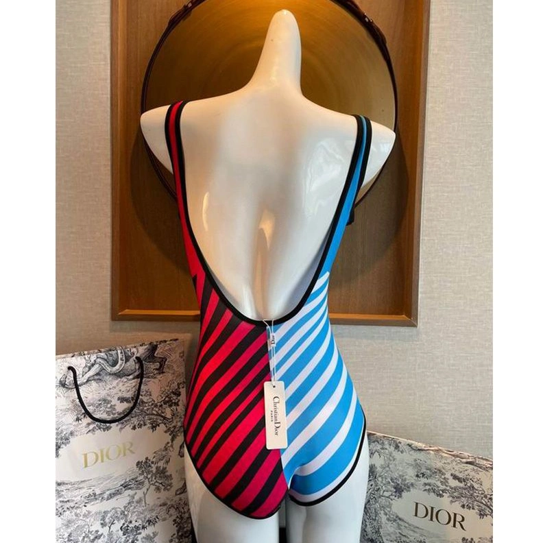 Christian Dior Swimsuit Women D-Jungle Pop Motif Lycra Blue Red UrbanStyle 3560
