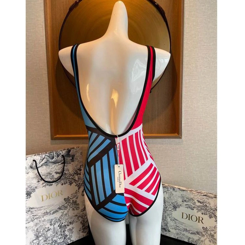 Christian Dior Swimsuit Women D-Jungle Pop Motif Lycra Red Blue HighQuality 180