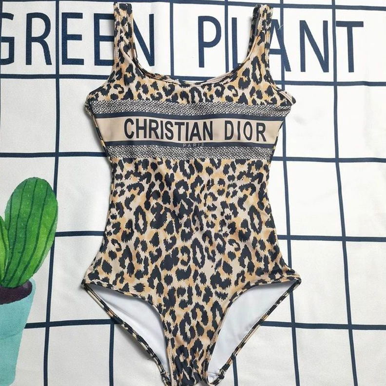Christian Dior Swimsuit Women Mizza Motif Lycra Beige HighQuality 547