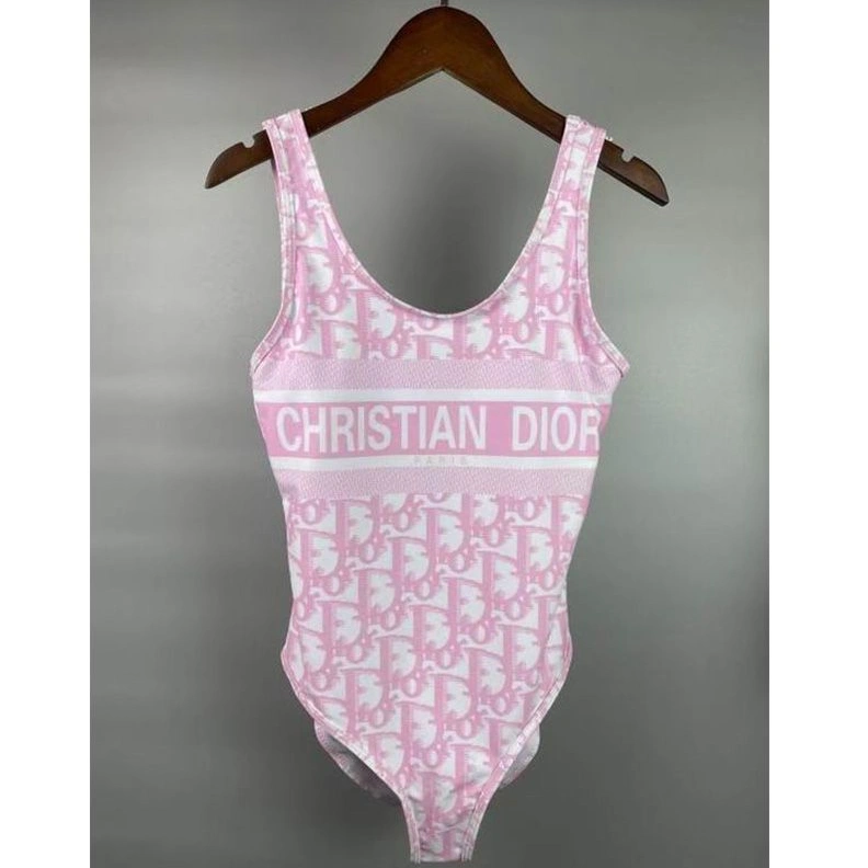 Christian Dior Swimsuit Women Oblique Motif Lycra Pink NewStyle 322