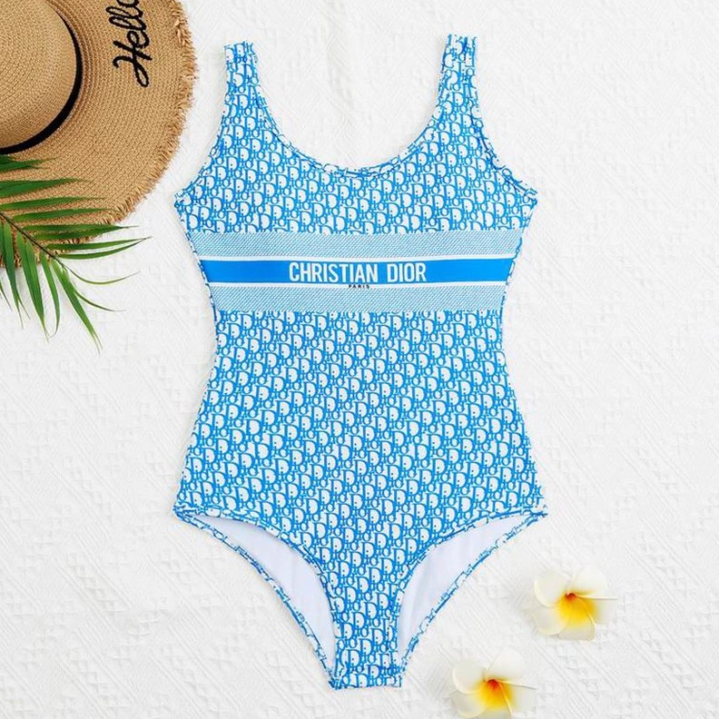 Christian Dior Swimsuit Women Oblique Motif Lycra Sky Blue ModernLook 9288