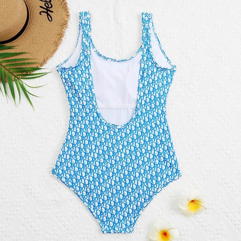 Christian Dior Swimsuit Women Oblique Motif Lycra Sky Blue ModernLook 9288