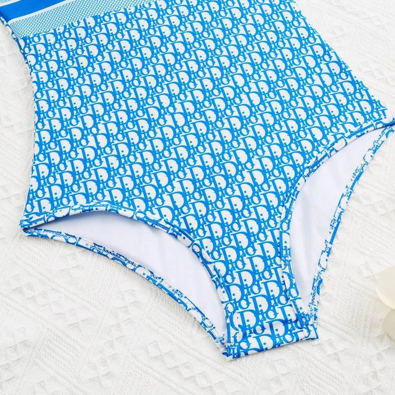 Christian Dior Swimsuit Women Oblique Motif Lycra Sky Blue ModernLook 9288