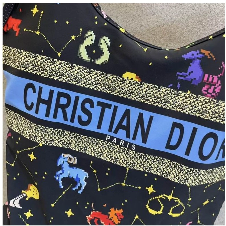 Christian Dior Swimsuit Women Pixel Zodiac Motif Lycra Black Comfortable 4158