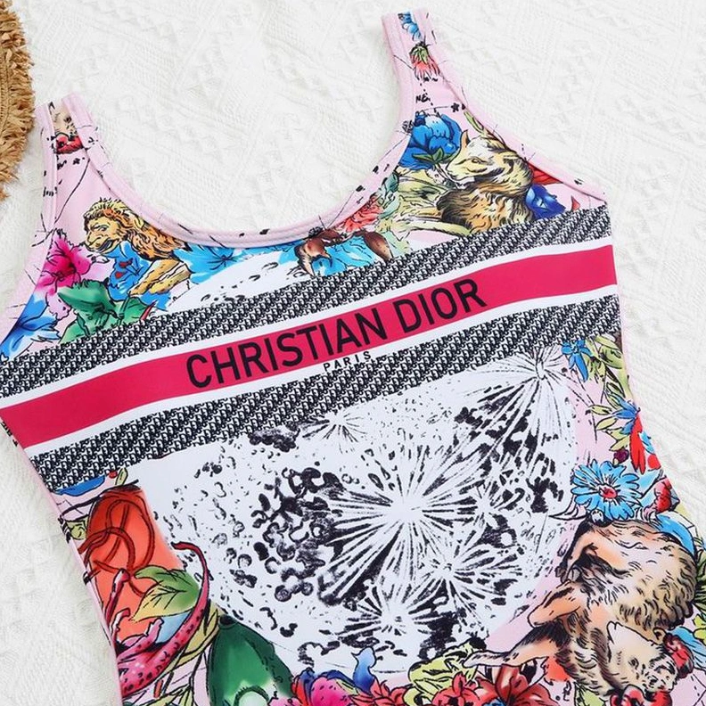 Christian Dior Swimsuit Women Zodiac Motif Lycra Pink SmartChoice 9842