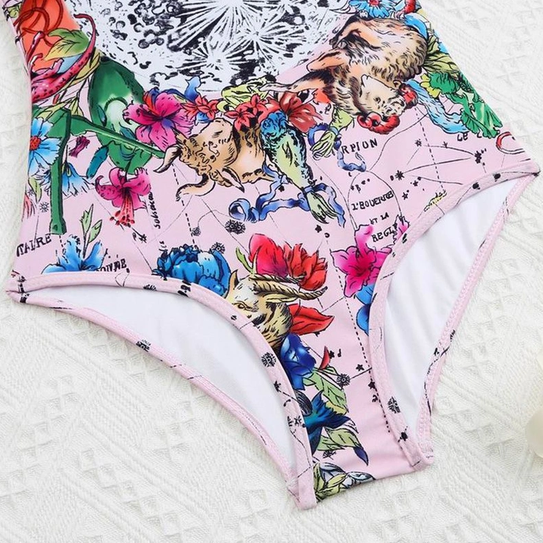 Christian Dior Swimsuit Women Zodiac Motif Lycra Pink SmartChoice 9842