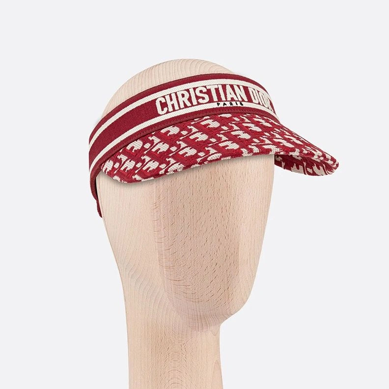 Christian Dior Visor D-Oblique Motif Cotton Red SportInspired 8713