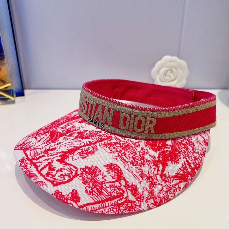 Christian Dior Visor Toile de Jouy Motif Cotton Red Popular 4501