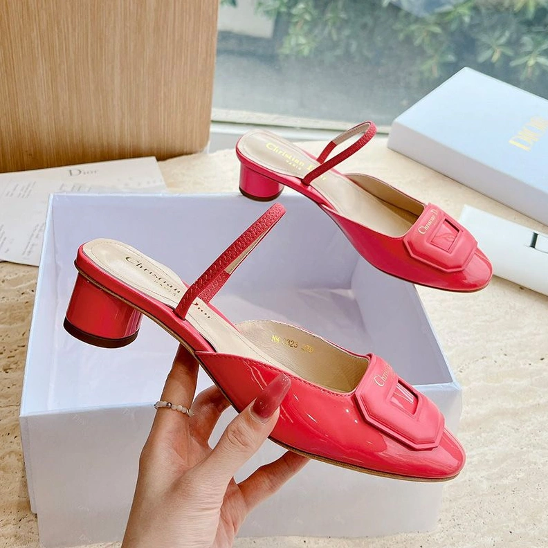 Comfortable 1232 Dior Day Slingback Pumps Women Patent Calfskin Red