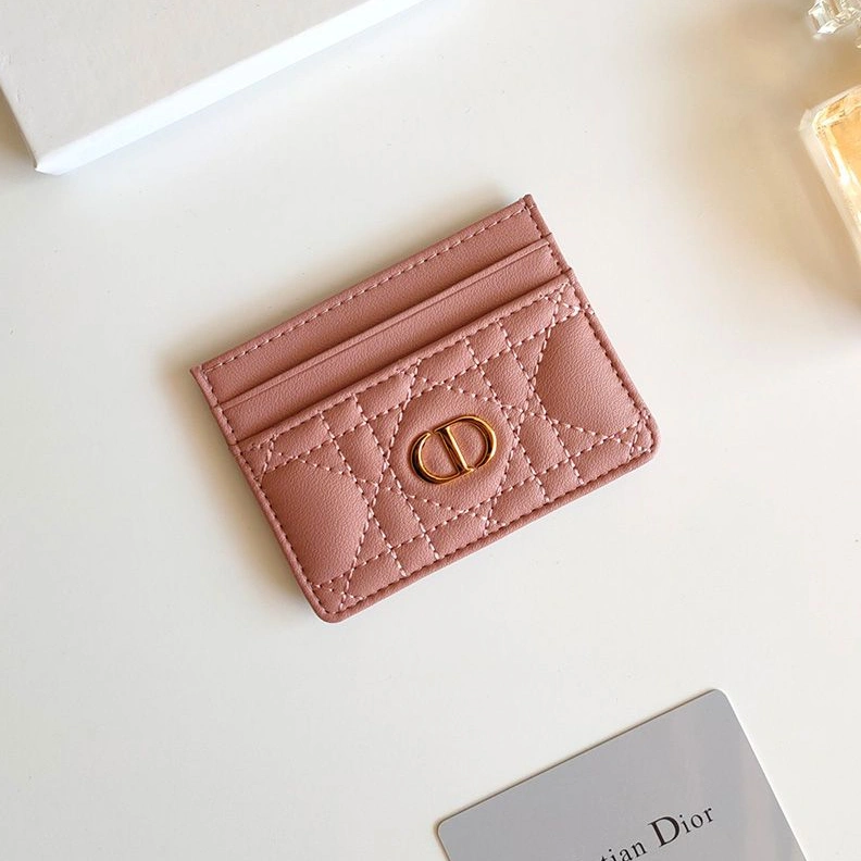 Comfortable 1654 Dior Card Holder Cannage Calfskin Pink