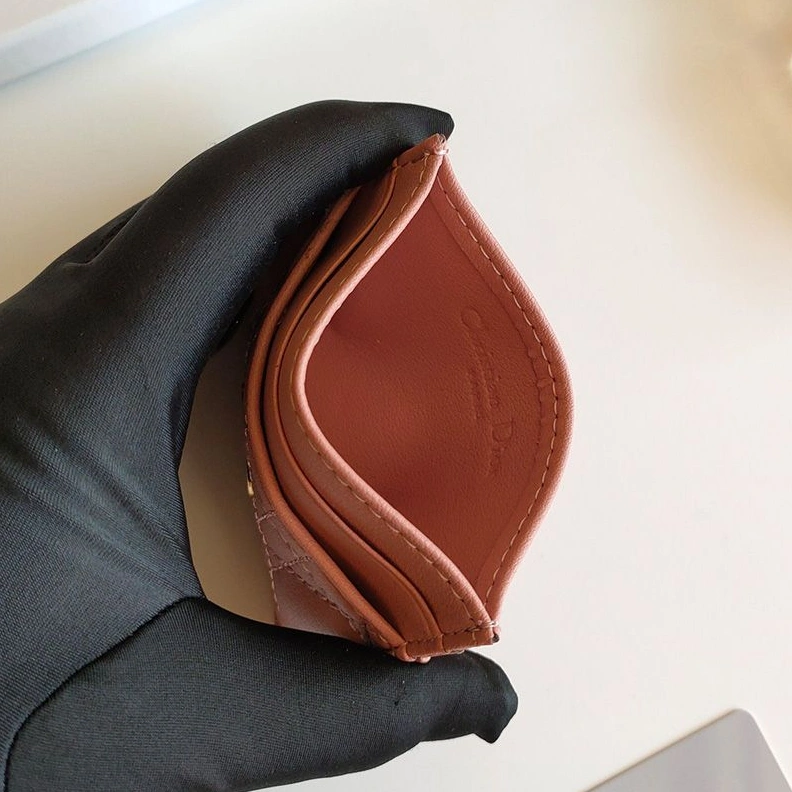 Comfortable 1654 Dior Card Holder Cannage Calfskin Pink