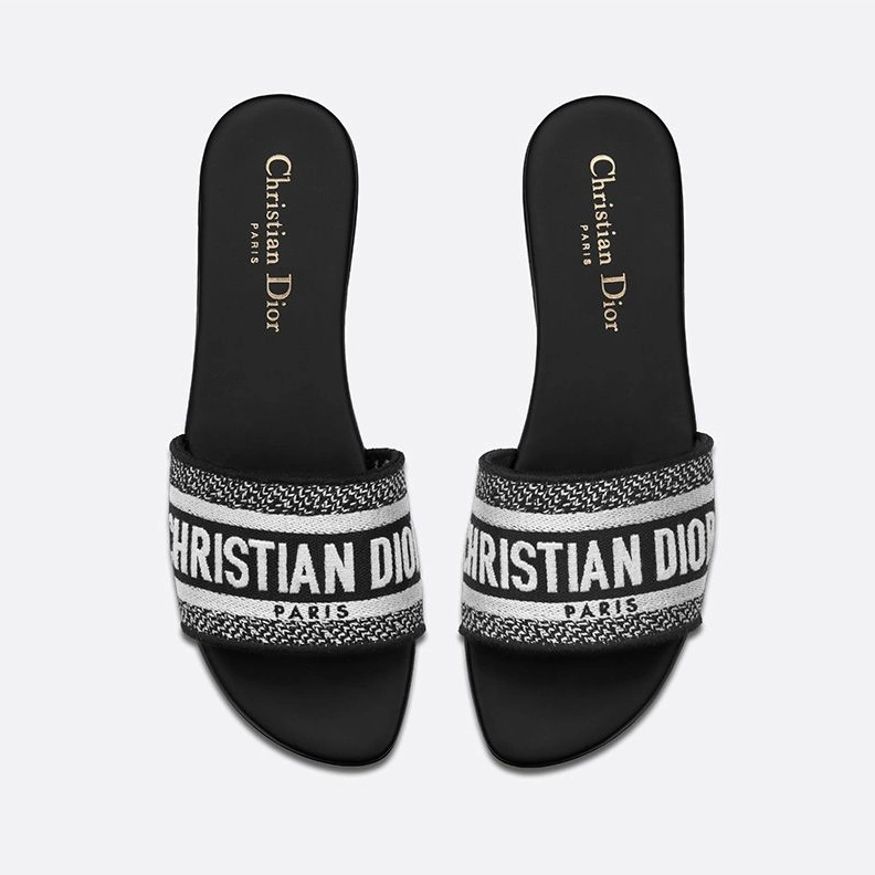 Comfortable 2039 Christian Dior Dway Slides Women Canvas Black