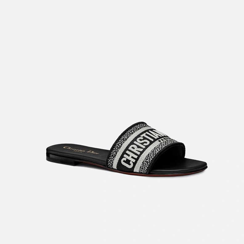 Comfortable 2039 Christian Dior Dway Slides Women Canvas Black