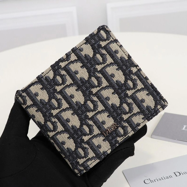 Comfortable 2898 Dior Bi-Fold Wallet Oblique Motif Canvas Blue