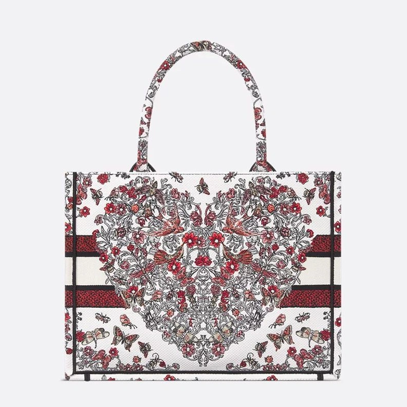 Comfortable 3256 Dior Book Tote In Dioramour Coeur des Curiosities Motif Canvas White