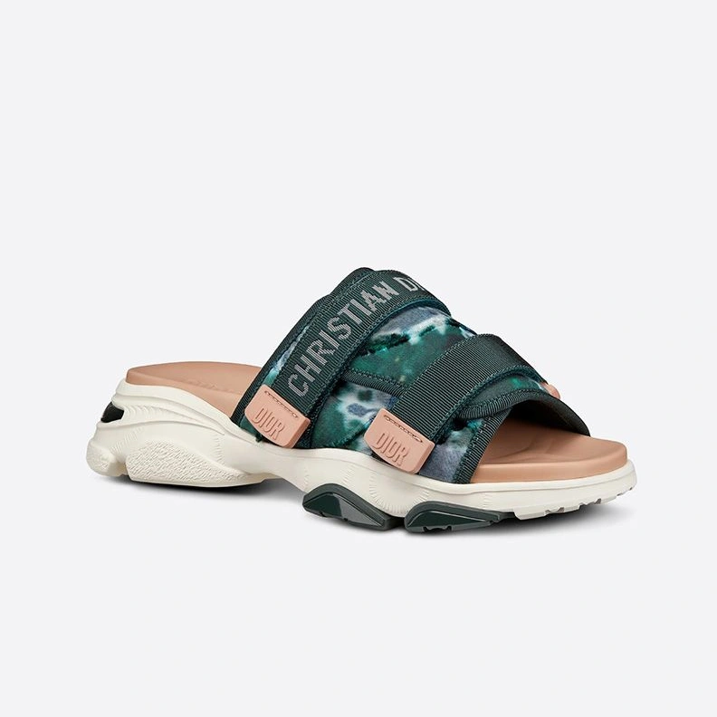 Comfortable 3300 Dior D-Wander Slides Women Camouflage Tie & Dior Technical Fabric Green