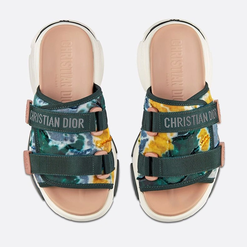 Comfortable 3300 Dior D-Wander Slides Women Camouflage Tie & Dior Technical Fabric Green