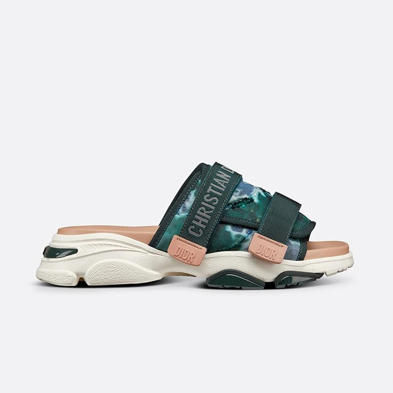 Comfortable 3300 Dior D-Wander Slides Women Camouflage Tie & Dior Technical Fabric Green