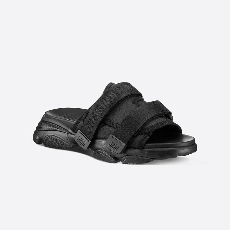 Comfortable 4146 Dior D-Wander Slides Women Camouflage Technical Fabric Black