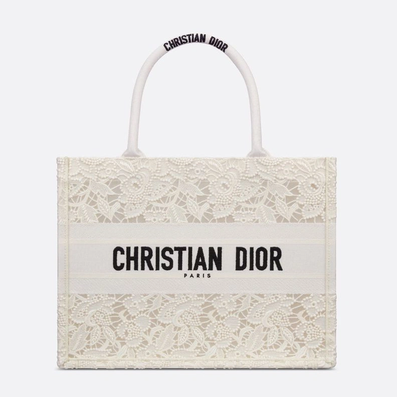 Comfortable 423 Dior Book Tote D-Lace Motif Macrame White