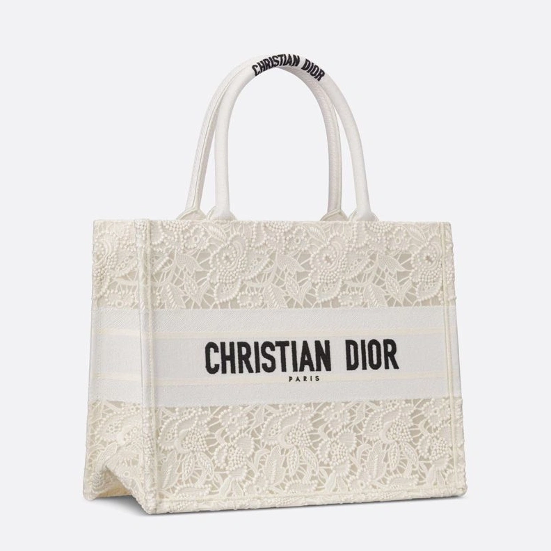 Comfortable 423 Dior Book Tote D-Lace Motif Macrame White