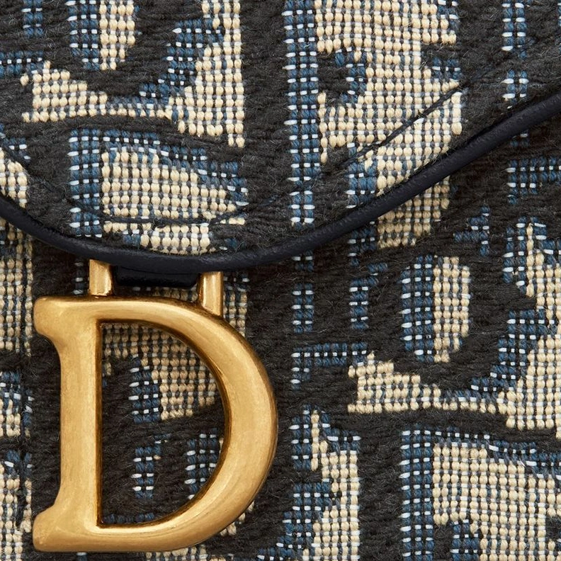 Comfortable 4782 Dior Saddle Jasmine Gusset Card Holder In Oblique Motif Canvas Blue