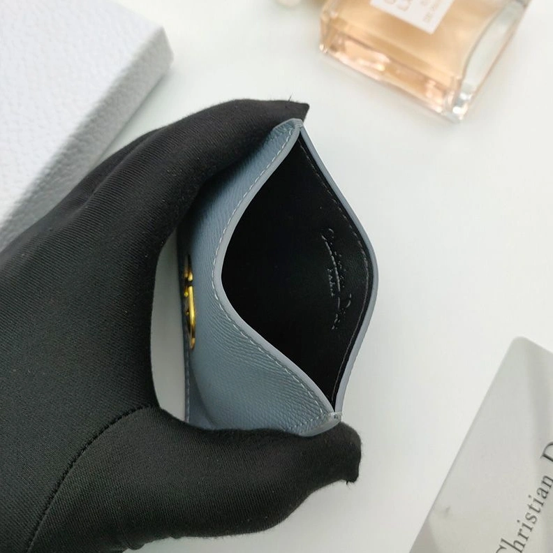Comfortable 4938 Dior 30 Montaigne Card Holder Grained Calfskin Sky Blue