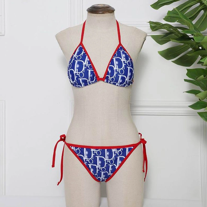 Comfortable 5604 Dior Bikini Women Oblique Motif Lycra Blue Red