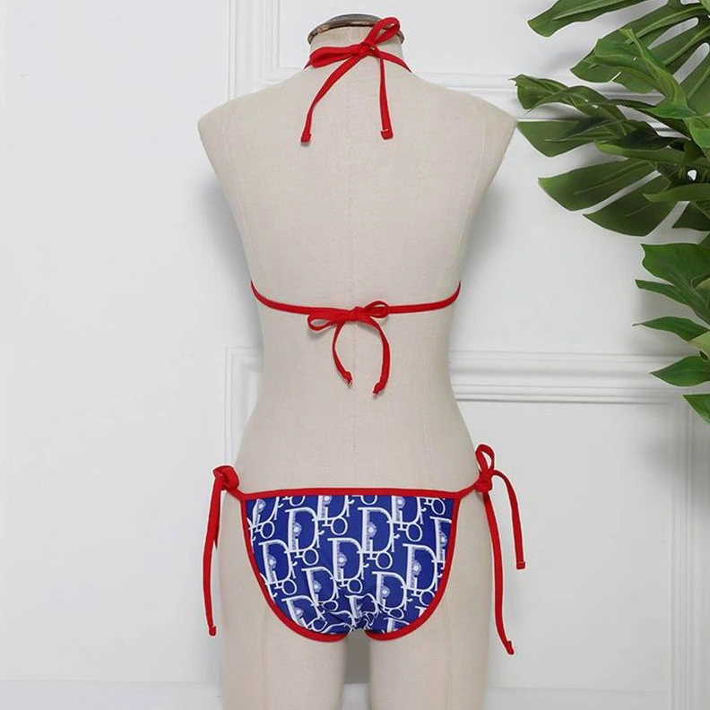 Comfortable 5604 Dior Bikini Women Oblique Motif Lycra Blue Red