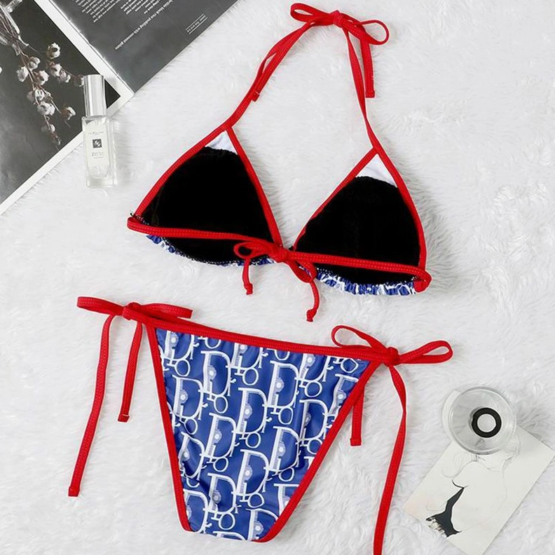 Comfortable 5604 Dior Bikini Women Oblique Motif Lycra Blue Red